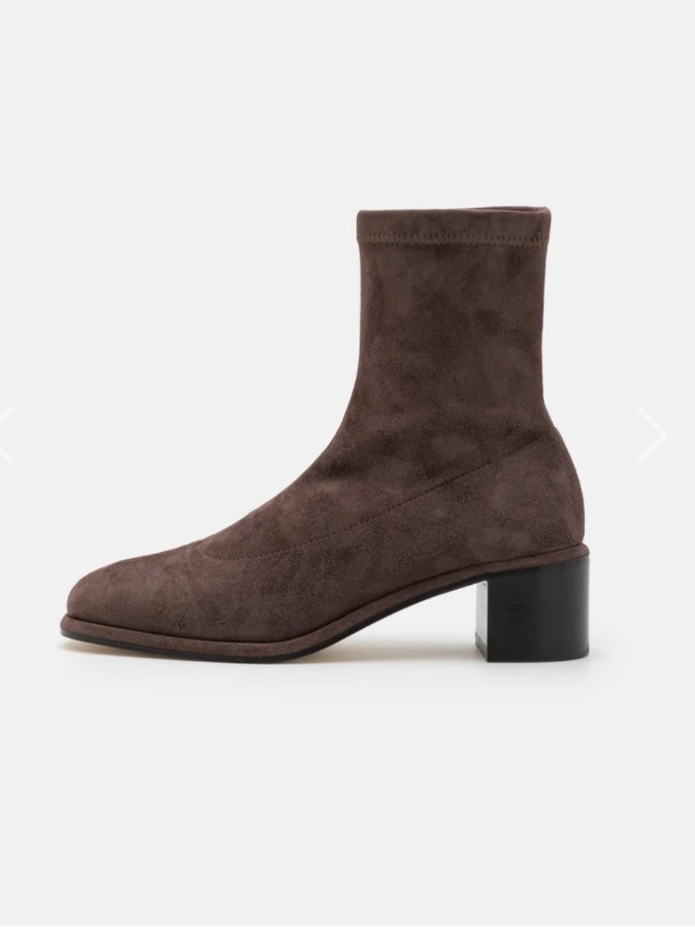 Dear Frances Iris Sock Boots in Espresso Brown Suede Leather